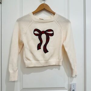Tween Diva Big Girls Off
The Shoulder ivory Sweater red Plaid Bow kids 10 NWT